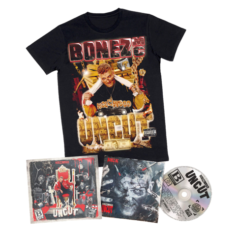 Hollywood Uncut (CD + UNCUT T-Shirt) Bundle von Bonez MC - CD + T-Shirt jetzt im High & Hungrig 3 Store